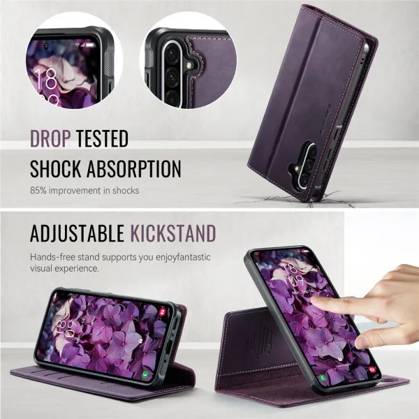 CASEME C49 Peňaženkový kryt 2v1 pre Samsung Galaxy A56 fialový