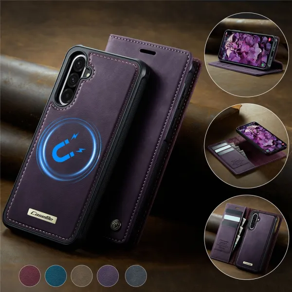 CASEME C49 Peňaženkový kryt 2v1 pre Samsung Galaxy A56 fialový