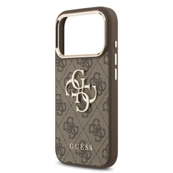 GUESS 4G METAL Ochranný obal pre Apple iPhone 17 Pro Max BROWN
