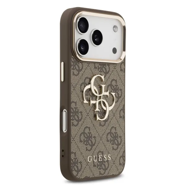 GUESS 4G METAL Ochranný obal pre Apple iPhone 17 Pro Max BROWN