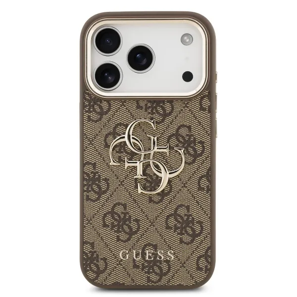 GUESS 4G METAL Ochranný obal pre Apple iPhone 17 Pro Max BROWN