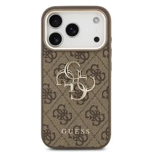 GUESS 4G METAL Ochranný obal pre Apple iPhone 17 Pro Max BROWN