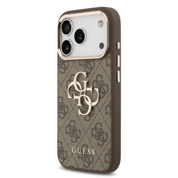 GUESS 4G METAL Ochranný obal pre Apple iPhone 17 Pro Max BROWN