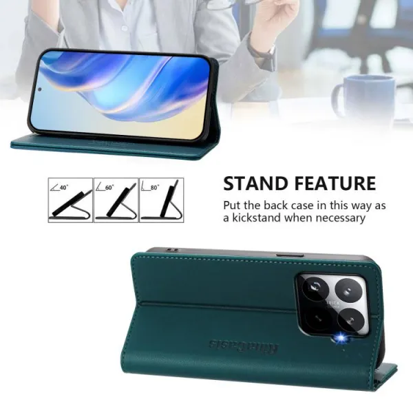 RINA Zaklápacie puzdro pre Xiaomi 15T Pro tmavozelené