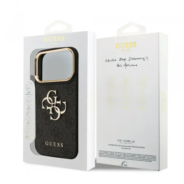 GUESS 4G METAL Ochranný obal pre Apple iPhone 17 Pro GREY
