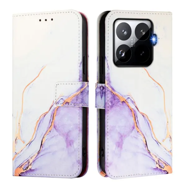 ART MARBLE Peňaženkový kryt pre Xiaomi 15T Pro WHITE PURPLE