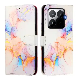 ART MARBLE Peňaženkový kryt pre Xiaomi 15T Pro WHITE ORANGE