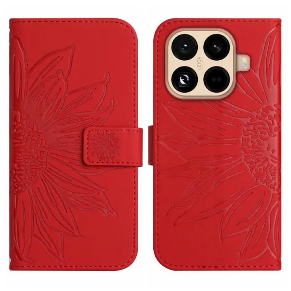 ART SUNFLOWER Peňaženkový kryt so šnúrkou pre Xiaomi 15T Pro červený