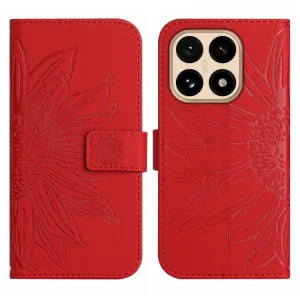 ART SUNFLOWER Peňaženkový kryt so šnúrkou pre Xiaomi 15T červený