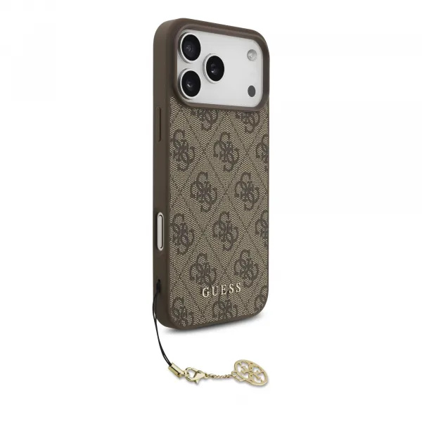 GUESS 4G CHARME Kryt s príveskom Apple iPhone 17 Pro Max BROWN