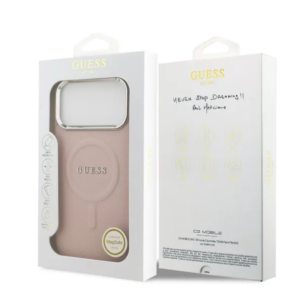 GUESS PU MAGSAFE Ochranný kryt pre Apple iPhone 17 Pro PINK