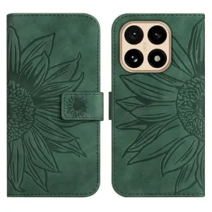 ART SUNFLOWER Peňaženkový kryt so šnúrkou pre Xiaomi 15T zelený