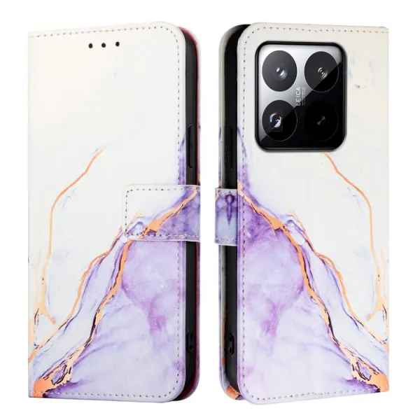 ART MARBLE Peňaženkový kryt pre Xiaomi 15T WHITE PURPLE