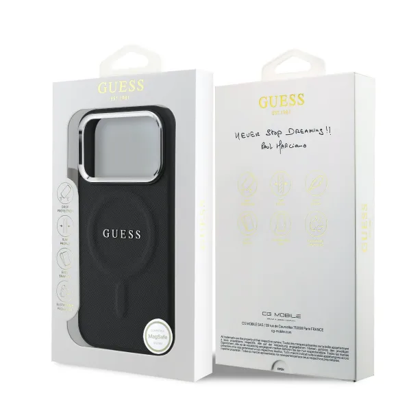 GUESS PU MAGSAFE Ochranný kryt pre Apple iPhone 17 Pro Max BLACK