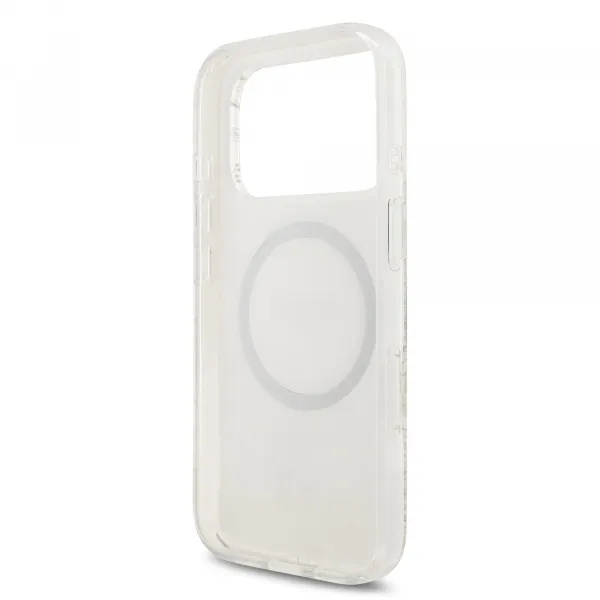 Guess Flowers Allover Strap Kryt s MagSafe pre iPhone 17 Pro,  Biely