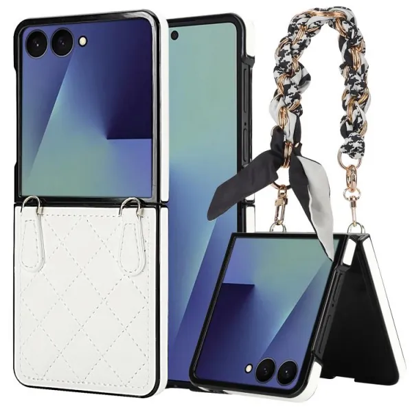 RHOMBIC Ochranný kryt s remienkom Samsung Galaxy Z Flip7 5G biely