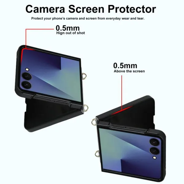 RHOMBIC Ochranný kryt s remienkom Samsung Galaxy Z Flip7 5G čierny