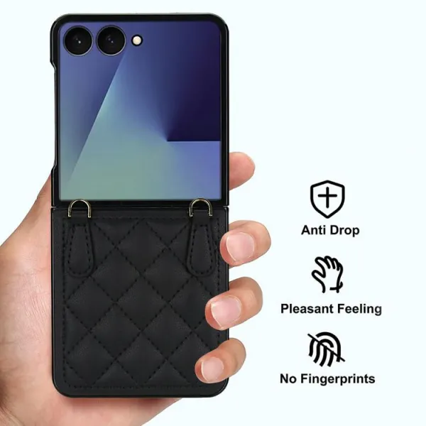 RHOMBIC Ochranný kryt s remienkom Samsung Galaxy Z Flip7 5G čierny
