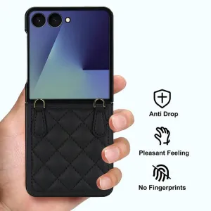 RHOMBIC Ochranný kryt s remienkom Samsung Galaxy Z Flip7 5G čierny