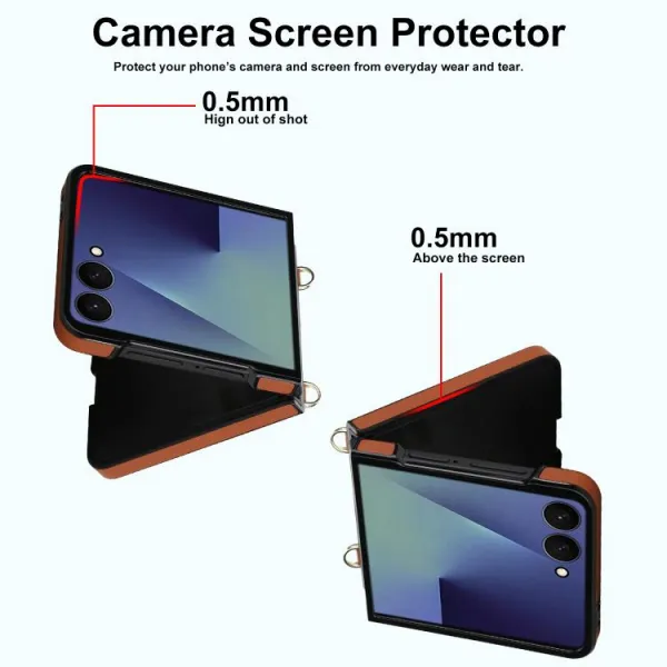 RHOMBIC Ochranný kryt s remienkom Samsung Galaxy Z Flip7 5G hnedý