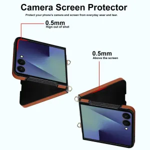 RHOMBIC Ochranný kryt s remienkom Samsung Galaxy Z Flip7 5G hnedý