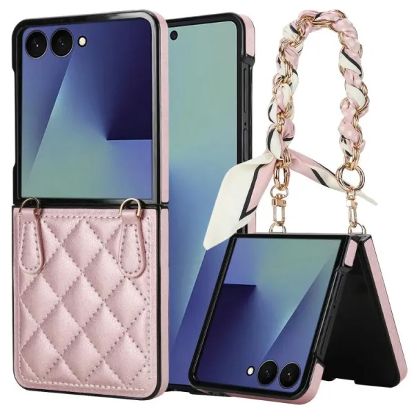 RHOMBIC Ochranný kryt s remienkom Samsung Galaxy Z Flip7 5G ružový