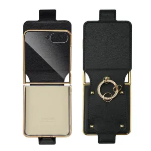 LEATHER Kryt s držiakom pre Samsung Galaxy Z Flip7 5G ružový