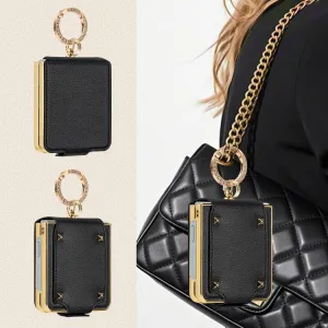LEATHER Kryt s držiakom pre Samsung Galaxy Z Flip7 5G ružový