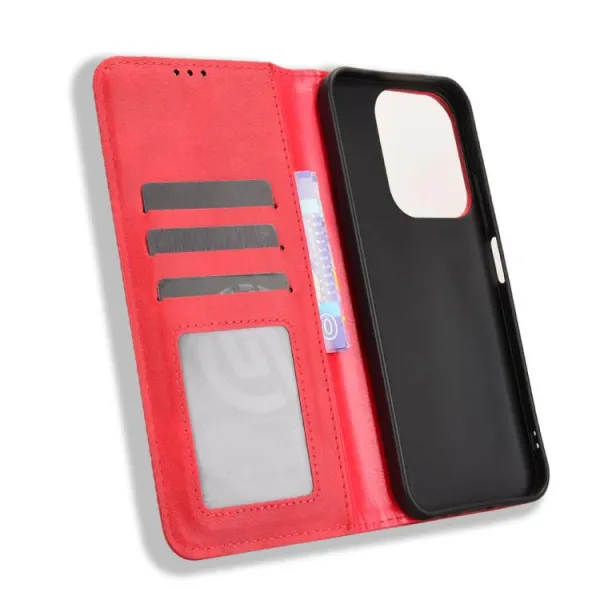 BUSINESS Peňaženkový kryt pre Xiaomi Redmi 15C / Redmi 15C 5G červený