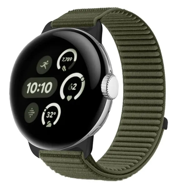 NYLON Vymeniteľný remienok pre Google Pixel Watch / Pixel Watch 2 / Pixel Watch 3 41mm / Pixel Watch 4 41mm tmavozelený