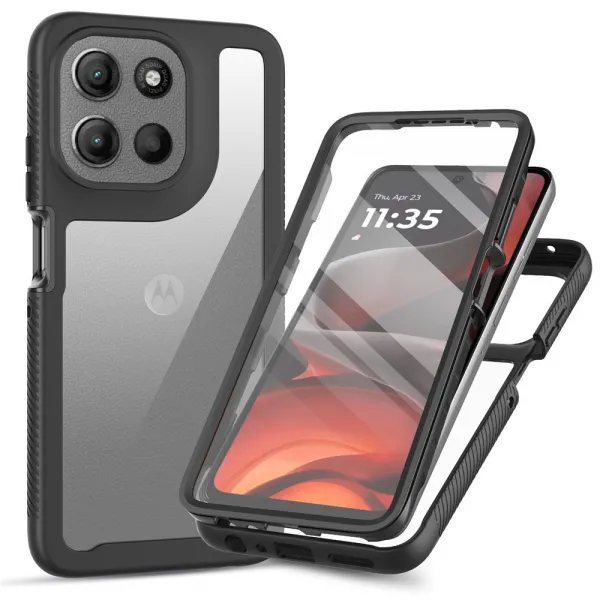 DUAL Obojstranný kryt s fóliou Motorola Moto G86 5G čierny