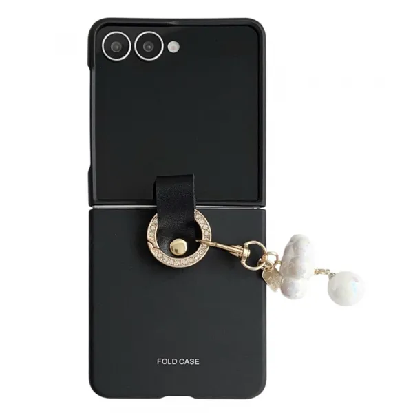 PERLIO Ochranný kryt s držiakom Samsung Galaxy Z Flip7 5G čierny