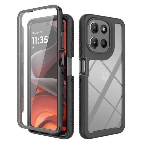DUAL Obojstranný kryt s fóliou Motorola Moto G86 5G čierny