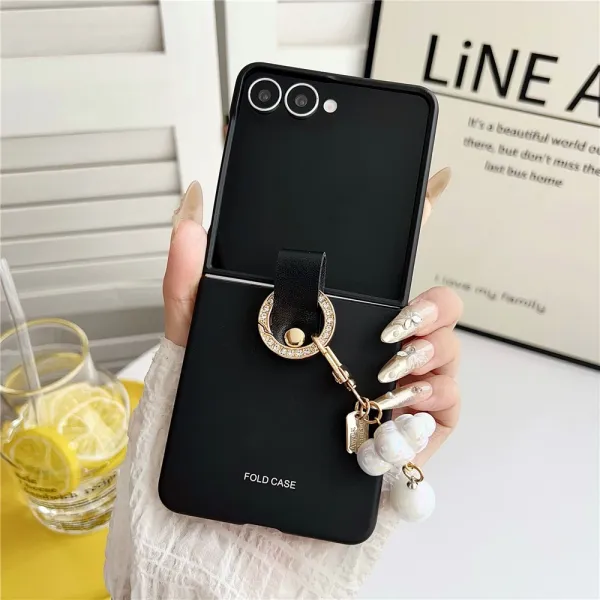 PERLIO Ochranný kryt s držiakom Samsung Galaxy Z Flip7 5G čierny