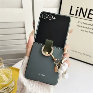 PERLIO Ochranný kryt s držiakom Samsung Galaxy Z Flip7 5G zelený