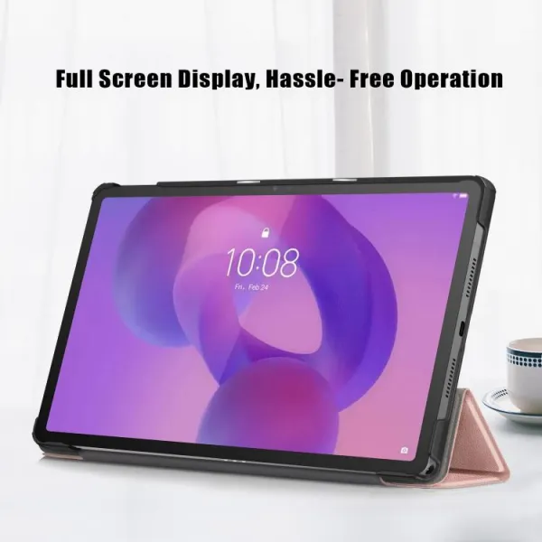 LEATHER Zaklápací kryt pre Lenovo Idea Tab 11 / Tab K11 Gen2 ružovo-zlatý