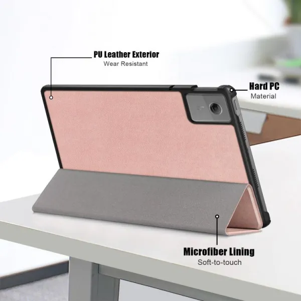 LEATHER Zaklápací kryt pre Lenovo Idea Tab 11 / Tab K11 Gen2 ružovo-zlatý