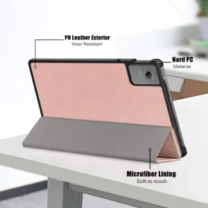 LEATHER Zaklápací kryt pre Lenovo Idea Tab 11 / Tab K11 Gen2 ružovo-zlatý