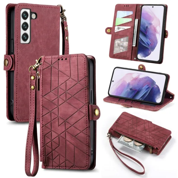 GEOM Peňaženkový obal pre Samsung Galaxy S21 5G červený