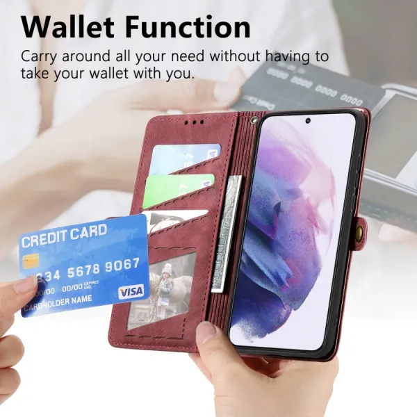 GEOM Peňaženkový obal pre Samsung Galaxy S21 5G červený