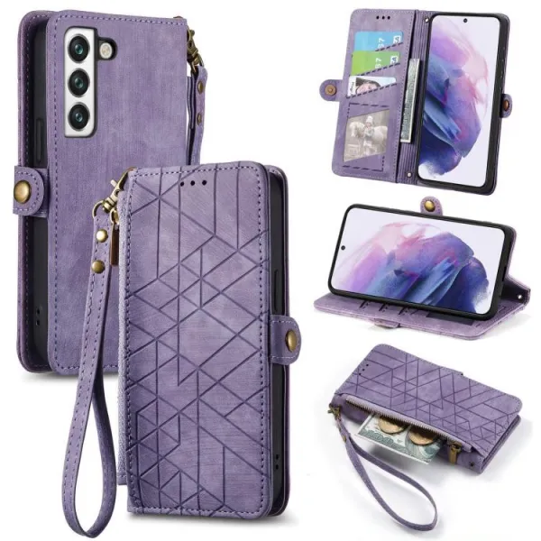 GEOM Peňaženkový obal pre Samsung Galaxy S21 5G fialový