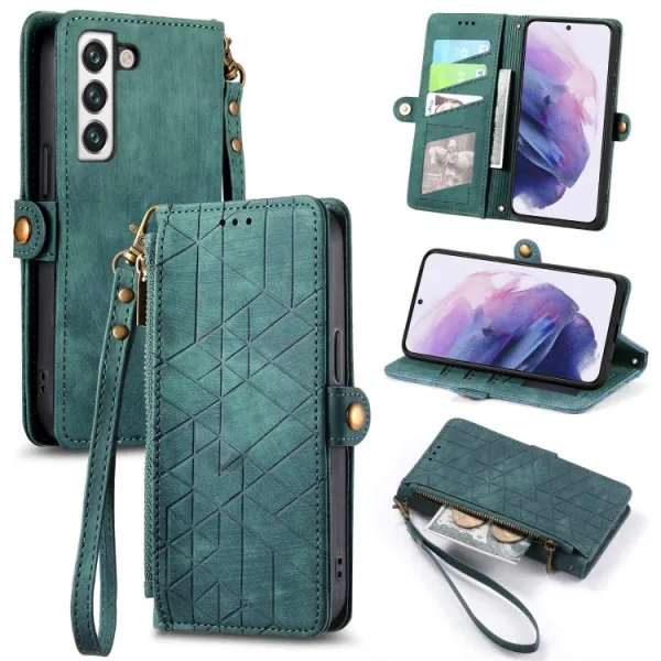 GEOM Peňaženkový obal pre Samsung Galaxy S21 5G zelený