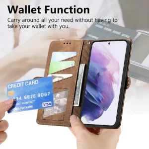 GEOM Peňaženkový obal pre Samsung Galaxy S21 5G hnedý