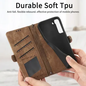 GEOM Peňaženkový obal pre Samsung Galaxy S21 5G hnedý