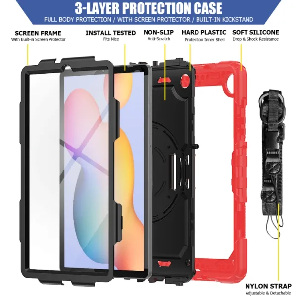 SOLID 360 Odolný obal pre Samsung Galaxy Tab S6 Lite 2024 / S6 Lite 2022 / S6 Lite červený