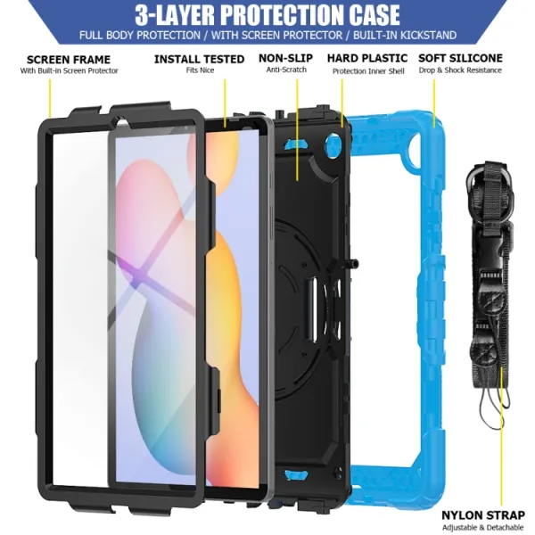 SOLID 360 Odolný obal pre Samsung Galaxy Tab S6 Lite 2024 / S6 Lite 2022 / S6 Lite modrý