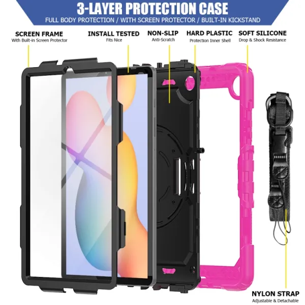 SOLID 360 Odolný obal pre Samsung Galaxy Tab S6 Lite 2024 / S6 Lite 2022 / S6 Lite ružový