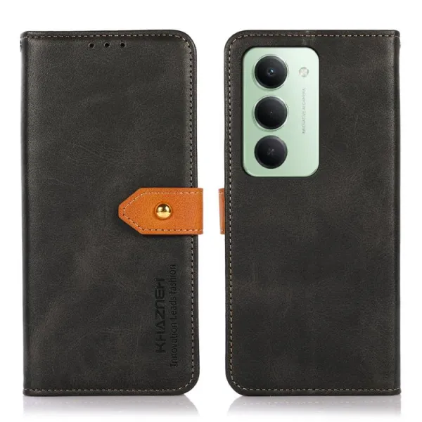 KHAZNEH DUAL-COLOR Peňaženkový kryt pre Xiaomi Redmi 15 / Redmi 15 5G čierny
