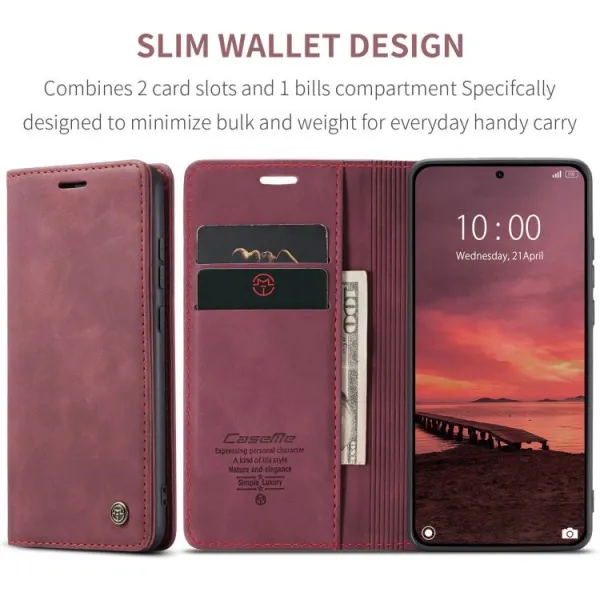 CASEME Peňaženkový obal pre Xiaomi 15T Pro červený