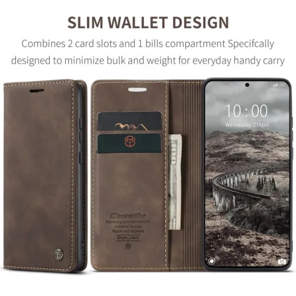 CASEME Peňaženkový obal pre Xiaomi 15T Pro tmavohnedý